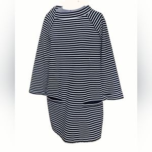 Lands End Boatneck Tunic Blk/White Stripe L- 14-16